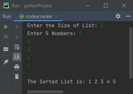 Toradh íomhá ar Bublesort Python Code