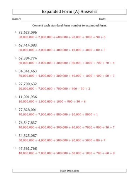 Image result for Expanded Form of a 8 Digit Number