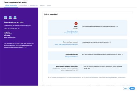 Image result for Twitter Developer Account Creation Sample Screenshot