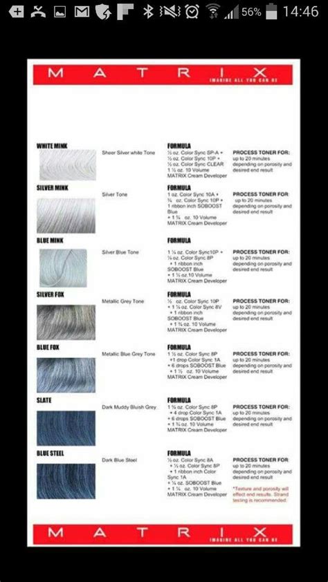 Afbeeldingsresultaten voor Matrix Permanent Hair Color Chart