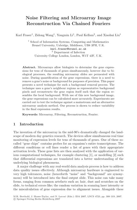 Noise Filtering of Microarray Data に対する画像結果