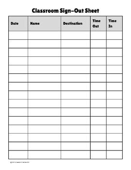 Classroom Sign Out Sheet Rpintable に対する画像結果