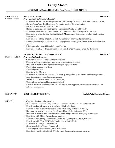Image result for Sample Resume for Java Application Developer