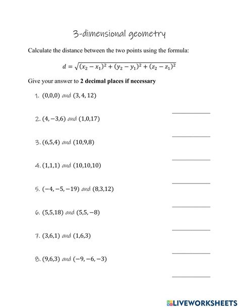 Distance Formula Worksheet に対する画像結果