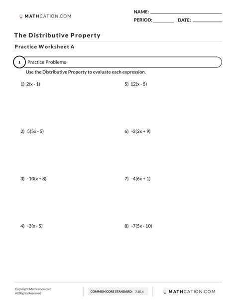Image result for Distributive Property Worksheet 7th Grade PDF