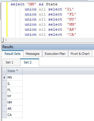 Image result for SQL Hard Coded Table