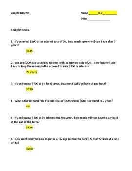 Image result for Simple Interest Math Problems