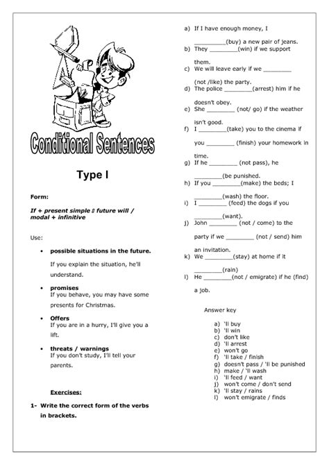 Afbeeldingsresultaten voor First Conditional Form Worksheet for Kids