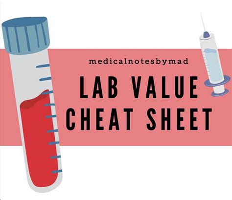 Afbeeldingsresultaten voor Lab Value Cheat Sheet Sticker