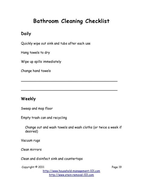 Toradh íomhá ar Bathroom Checklist