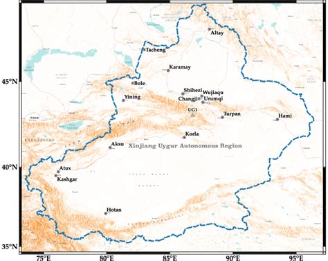 Afbeeldingsresultaten voor Map of Xinjiang Cities