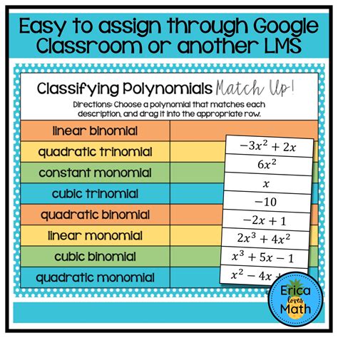 Image result for Classifying Polynomials Worksheet