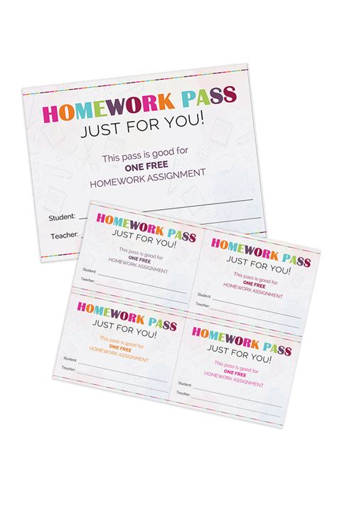 Image result for Homework Pass Printable