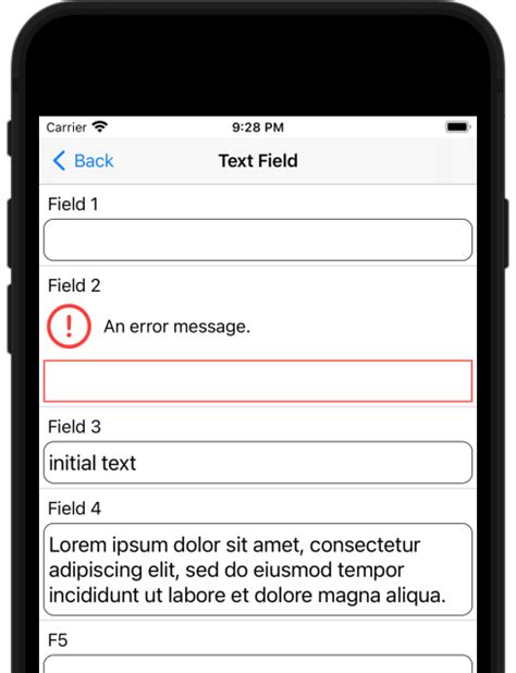 Image result for iOS Error Message in Text Field
