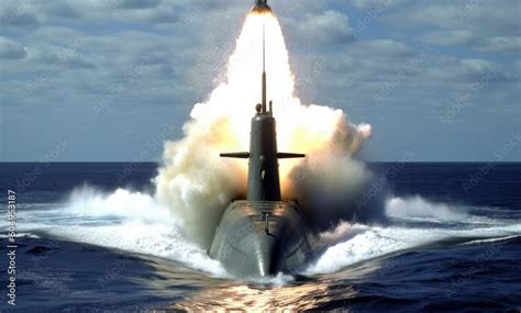 An image of a submarine launching balistic missile , showcasing its ...