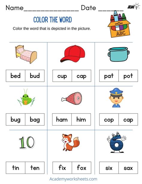 Image result for Free Online Worksheets Short Words with An