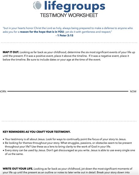 Christian Testimony Worksheet に対する画像結果