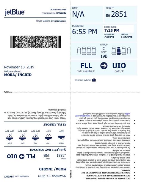 Image result for JetBlue Boarding Pass Print