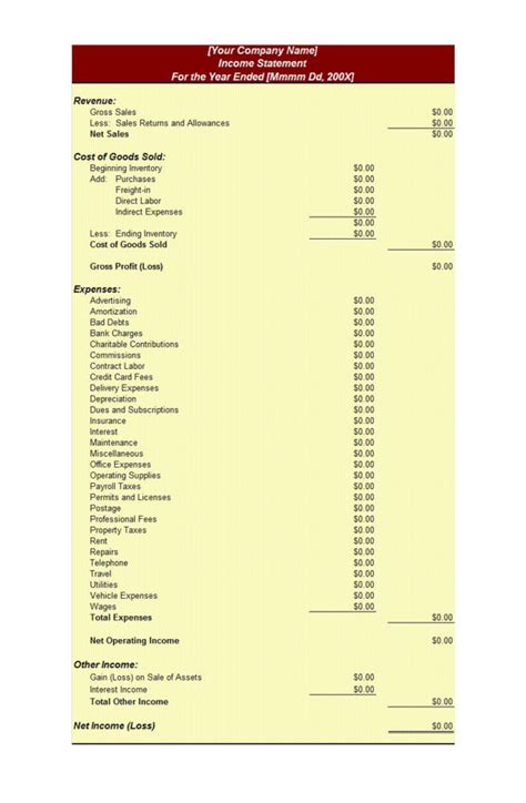 Image result for Basic Income Statement Template
