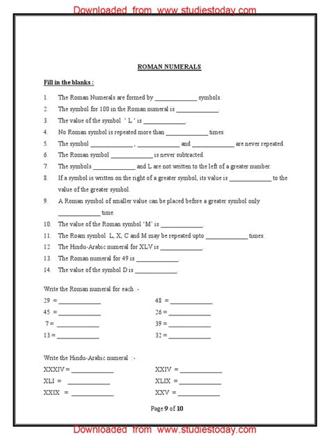 Class 4 Maths Roman Numerals Worksheet に対する画像結果