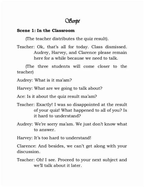 Toradh íomhá ar Stage Play Script Format