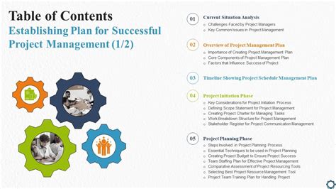Image result for Project Plan Table of Contents