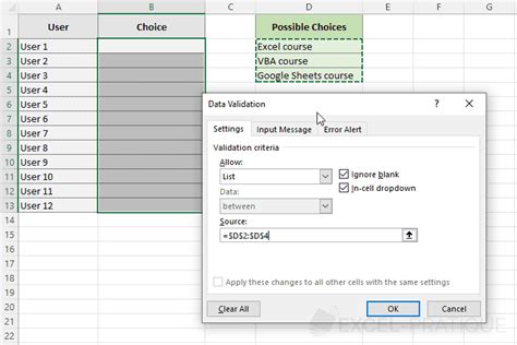 Image result for Excel-Formula Class Data Validation