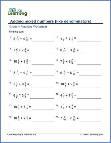 Image result for Adding Mixed Numbers Like Denominators