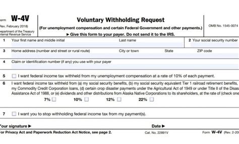 IRS Form W-4V Printable に対する画像結果