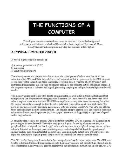 Image result for Functions of a Computer PDF