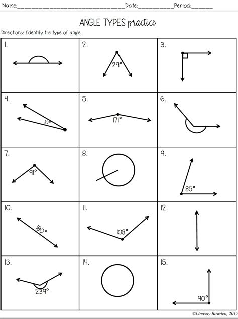 Image result for Different Types of Angles Worksheet