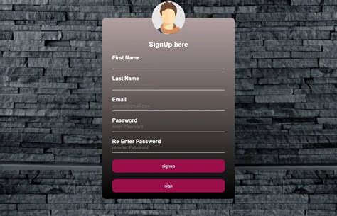 Image result for Sign Up Page HTML Code