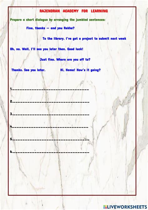 Résultat d’images pour Arranging Conversation Worksheet