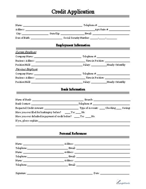 Image result for Line of Credit Application Form