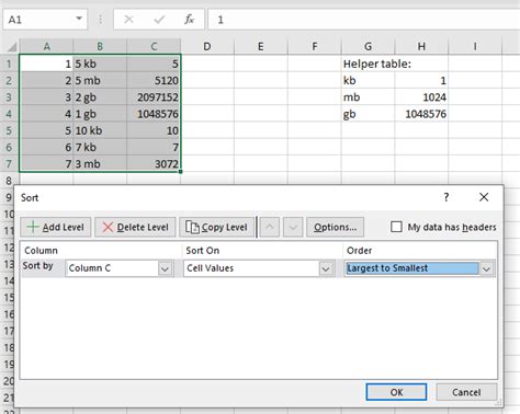 Image result for Excel File Size Chart KB