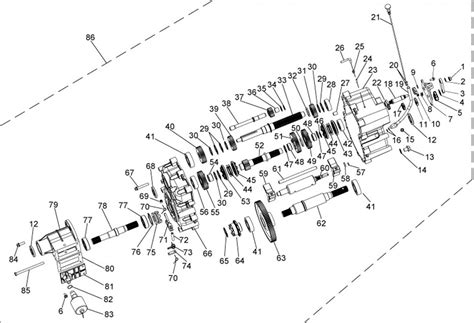 Toradh íomhá ar Line Drawing of Transmission in Exploded View