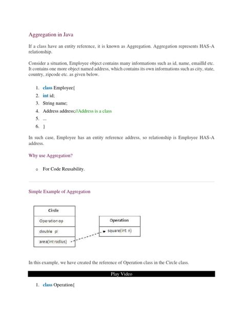 Image result for Aggregation in Java Example