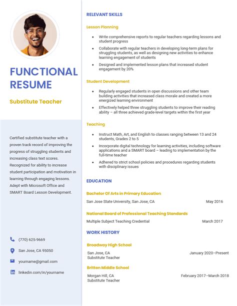 Image result for Functional Resume Format Examples