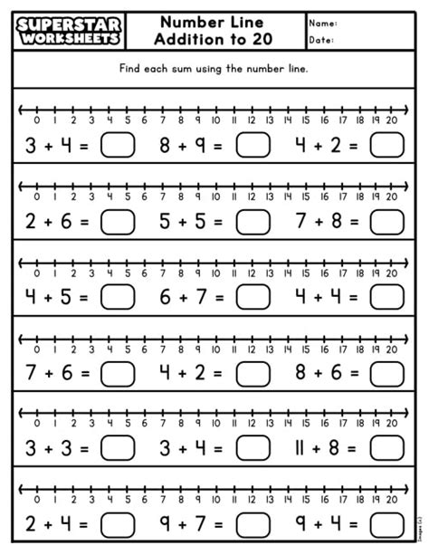 Image result for Number Line Addition 1s Worksheets