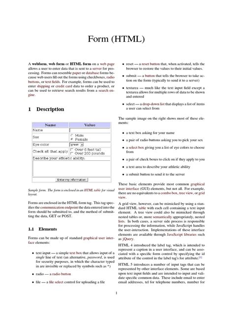 Image result for HTML Tags and Forms PDF