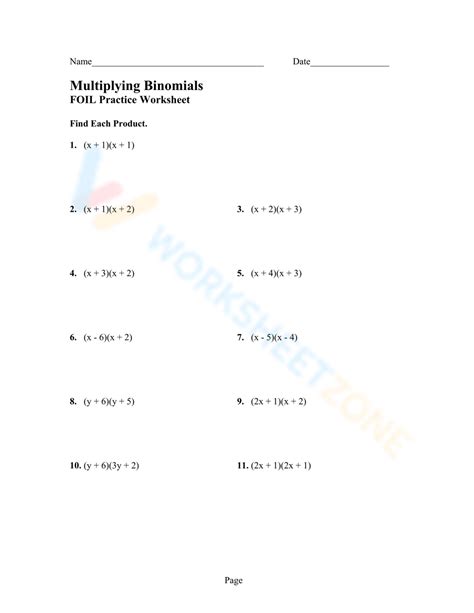 Image result for Multiplying Binomial by Trinomial Worksheet