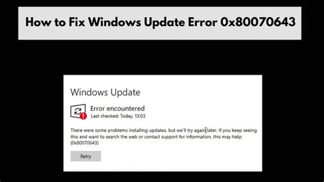 Afbeeldingsresultaten voor Windows 1.0 Error Code 0X80070643