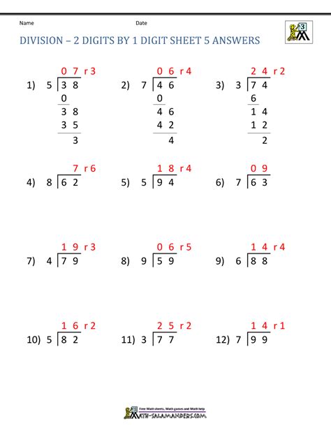 Image result for Simple Single Digit Division Worksheet