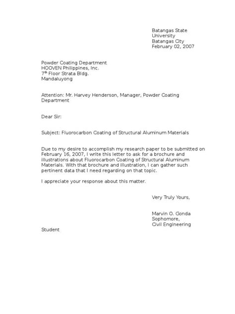 Toradh íomhá ar Enquiry Letter Example