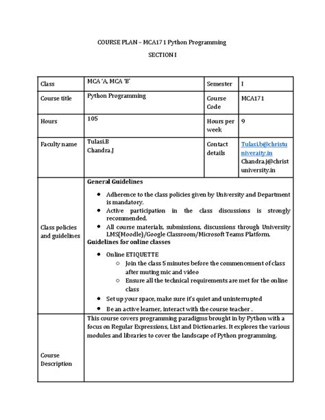 Image result for Python Preparation Plan Template