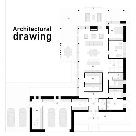 Premium Photo | Architectural drawing. modern architecture. house plan ...