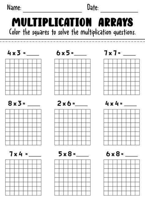 Image result for Multiplication Array Worksheets 3rd Grade