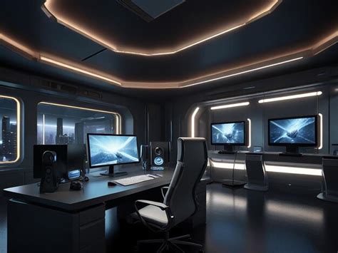 Toradh íomhá ar Room with Three Monitors