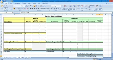 Home Balance Sheet Template Excel に対する画像結果