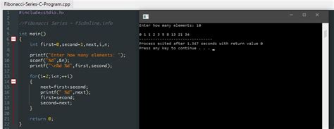 C Program for Fibonacci Series に対する画像結果
